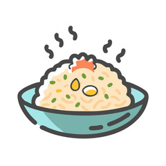 Steaming Hot Plate of Fried Rice Illustration