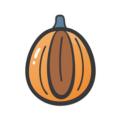 Cute Cartoon Pumpkin Vector Illustration on Black Background