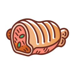 Colorful illustration of a sliced pork loin roast