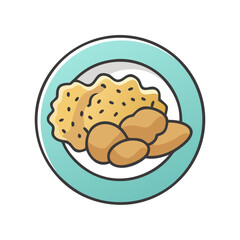Chicken nuggets and rice cartoon on a plate