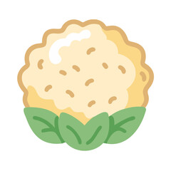 Cartoon Cauliflower Vector Illustration with Green Leaves Design