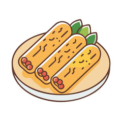 Lumpiang Shanghai on Plate - Filipino Food Illustration