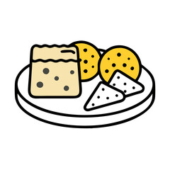 Cartoon illustration of Swiss cheese on black background