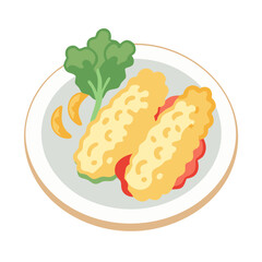 Tempura illustration on a plate with garnish