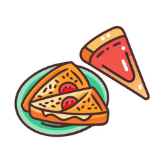 Cute Illustration of Pizza Slices on Black Background