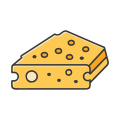 Swiss Cheese Icon, Cheese Wedge, Dairy Product Illustration