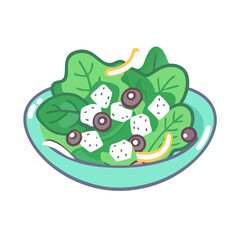 Delicious healthy greek salad in a bowl cartoon