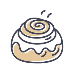 Cartoon Cinnamon Roll Isolated on a Black Background