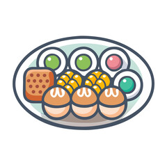 Dim Sum, Sushi, Tofu, Traditional Food Icon