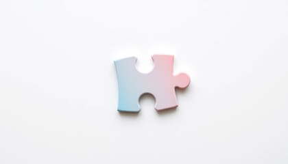 Obraz premium Single pastel puzzle piece on white background