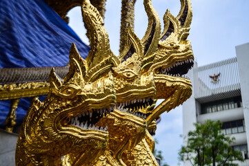 Statues of Serpent Guarding temples, Lanna Architecture, Symbols of Buddhism, South East Asia