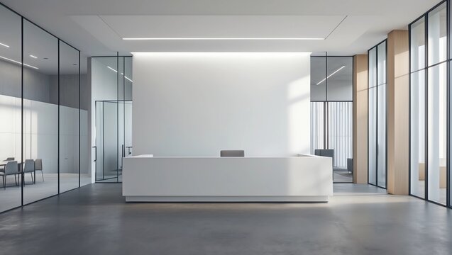 White reception close up in modern office