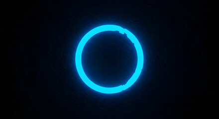 Obraz premium Glowing neon blue circle on black background