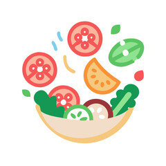 Colorful vector salad bowl illustration on black background