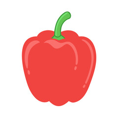 Cartoon Red Bell Pepper Isolated on Black Background