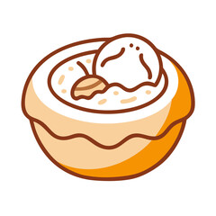 Cute cartoon illustration of a Boston cream donut