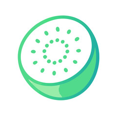 Fresh Kiwi Slice Illustration, Green Gradient, Black Background