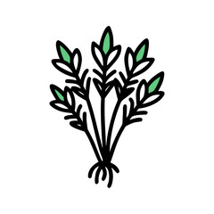 Minimalist Green Leaves Sprout on Black Background Illustration