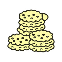 Stack of Delicious Cookies Isolated on Black Background