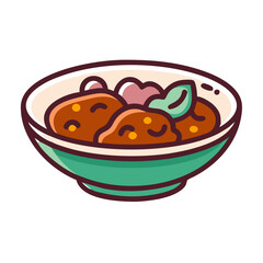 Illustration of hearty stew or goulash in a bowl