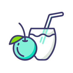 Delicious fruit smoothie or juice with straw illustration