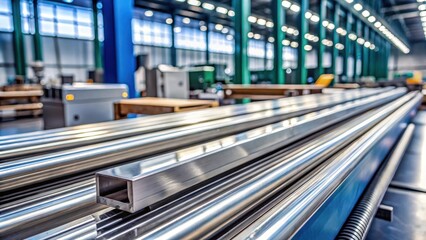 Fototapeta premium Industrial steel bar stock photo, machine element