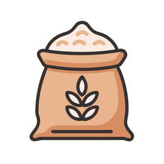 Bag of flour icon with wheat on it.