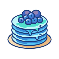 Blue pancake stack with blueberries vector illustration design