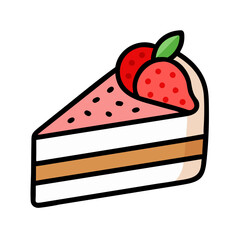 Strawberry Cake Slice with Layers Icon