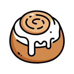 Cinnamon Roll Illustration with Icing, Sweet Treat Icon