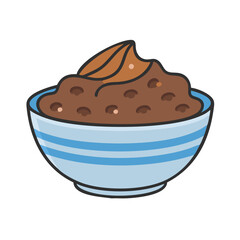 Chocolate mousse bowl illustration, delicious dessert clipart graphic