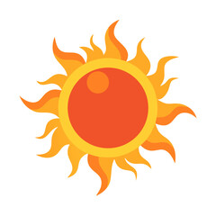 Vibrant cartoon sun, sunshine isolated on black background