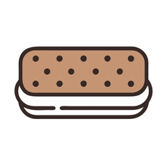 Ice cream sandwich icon, sweet treat on black