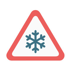 Snow Warning Traffic Sign on Black Background