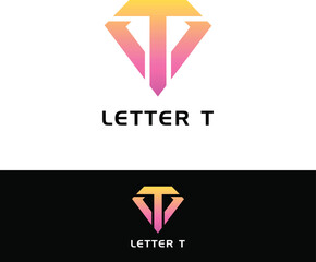 Diamond Letter T Logo with Gradient Colors for Branding