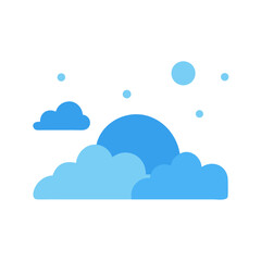 Vector Sky with Clouds and Moon Illustration Graphic