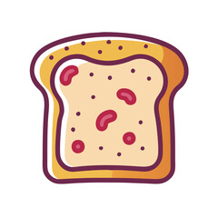 Slice of Bread with Jam Cartoon Illustration