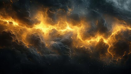 Fiery Cloudscape with Dark Sky, and Abstract.