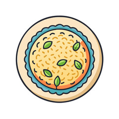 Cute plate of rice with herbs vector illustration