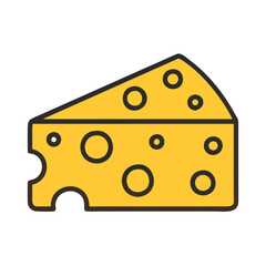 Cartoon Cheese Slice with Holes Vector Illustration