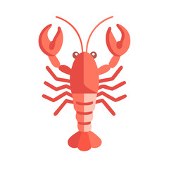 Cartoon Coral Lobster Illustration on Black Background