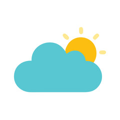 Cloud and sun cartoon vector illustration, weather icon