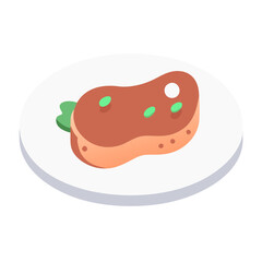 Isometric Steak on Plate Illustration for Culinary Designs