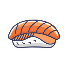 Nigiri Sushi Cartoon Illustration on Black Background