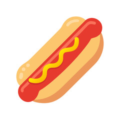 Cartoon Hot Dog with Mustard on Black Background