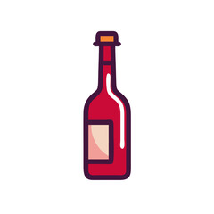 Stylized Red Wine Bottle Illustration on Black Background