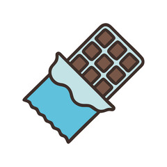 Chocolate bar vector icon with wrapper, sweet treat