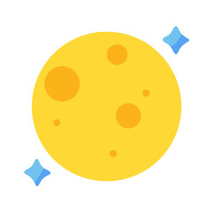 Simple Cartoon Moon with Stars on Black Background