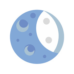 Stylized Cartoon Moon with Blue and White Colors