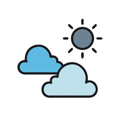 Cartoon Sky with Clouds and a Gray Sun